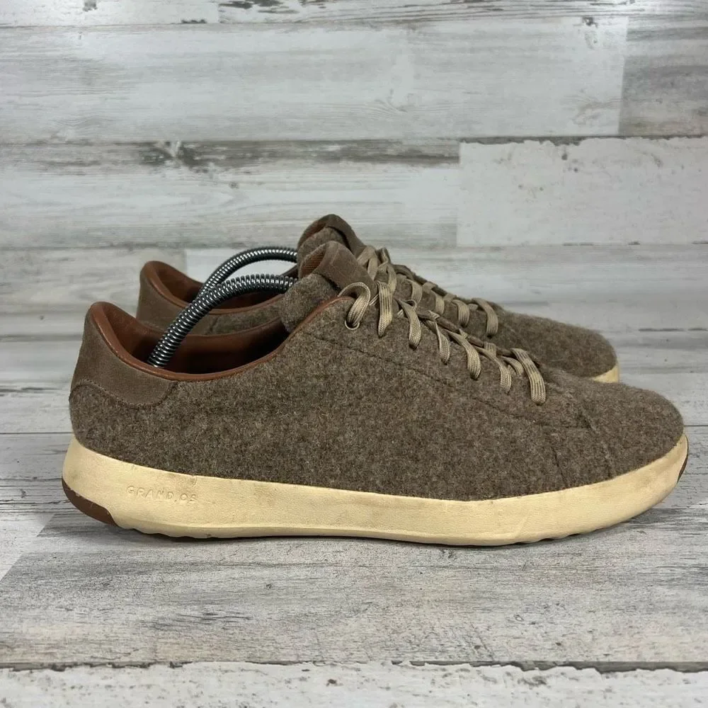 Cole Haan Grand Pro Light Brown Wool Lace-Up Sneakers Low Top Casual Shoes 11M